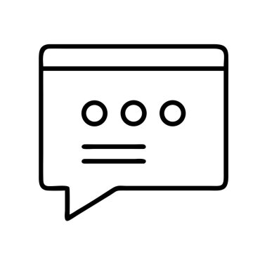 Yazılan bir mesajı ya da devam eden bir yanıtı simgeleyen üç nokta ve iki satırlı bir sohbet balonu ya da konuşma balonunun ana simgesi. Dijital iletişim için mükemmel.