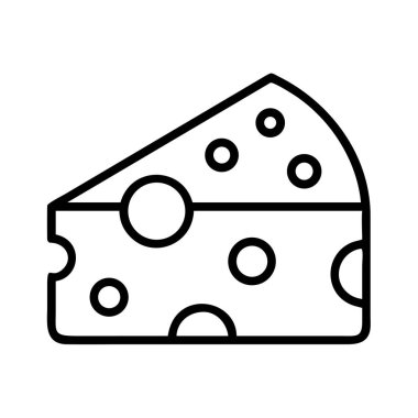 Delikli bir peynir diliminin basit bir taslak çizimi. Süt ürünleri menüleri, gıda uygulamaları, market tabelaları veya yemek pişirmeyle ilgili projeler için ideal.