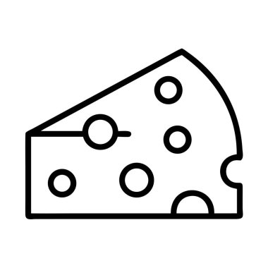 Karakteristik delikleri olan bir peynir diliminin temiz ve basit bir vektör çizimi, yiyeceklerle ilgili tasarımlar, menüler, mutfak temaları veya süt ürünleri konseptleri için mükemmel. Minimalist grafik.