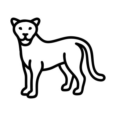 Görkemli bir vahşi kedinin basit bir tasviri, muhtemelen bir puma ya da puma. Doğa, vahşi yaşam veya safari temalı tasarımlar ve eğitim içeriği için ideal.