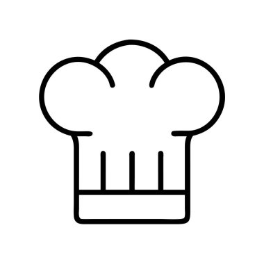 Klasik bir şef şapkasının basit siyah çizgili sanat simgesi. Restoran menüleri, yemek blogları, aşçılık okulu markaları ya da yemekle ilgili tasarım projeleri ve web siteleri için ideal..
