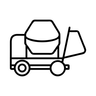 Beton karıştırıcının basit bir taslak simgesi, inşaat ve inşaat projeleri için gerekli ekipman parçası, açık araçlar ve süreçler sergileniyor. Tasarımlar için kullan.