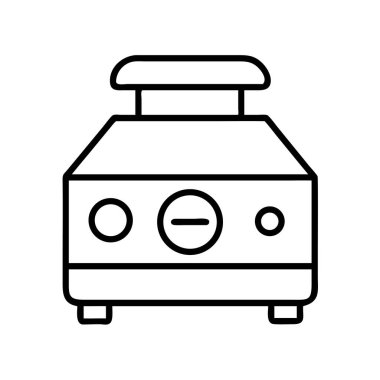 Pürüzsüz, siyah-beyaz çizgili, modern mutfak aleti ya da temiz beyaz arka planda gerekli kontrol düğmeleri olan elektronik cihazı tasvir eden bir sanat çizgisi ikonu..