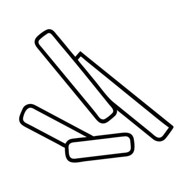 Üç soyut, yuvarlak dikdörtgen çubuk şekilli dağınık bir düzende bir minimalist çizgi sanat ikonu. Çeşitli tasarım projeleri, web arayüzleri veya temiz, basit bir grafik öğesine ihtiyaç duyan eğitim materyalleri için ideal.