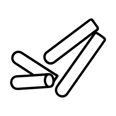 Yuvarlak uçlu, dağınık ve açılı çoklu silindirik çubukları tasvir eden minimalist bir siyah taslak ikonu. Çeşitli tasarım uygulamaları, ürün çizimleri ve web grafikleri için ideal.