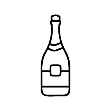 Şampanya ya da köpüklü şarap şişesinin basit bir taslak ikonu. Kutlama, parti ya da lüks markalaşma unsurları için mükemmel. Minimalist grafik tasarım ögesi.