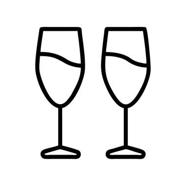 İki ana hatlı şarap kadehini içeren temiz ve basit bir vektör illüstrasyonu. Kutlama, olay veya içecek kavramları için mükemmel. Web ve yazdırma tasarımı için ideal.