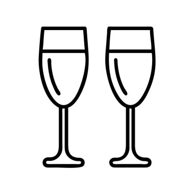 İki zarif şarap kadehi içeren basit bir taslak vektör çizimi. İçecek menüleri, etkinlik davetiyeleri ya da modern tasarımlarda markalaşma için ideal.