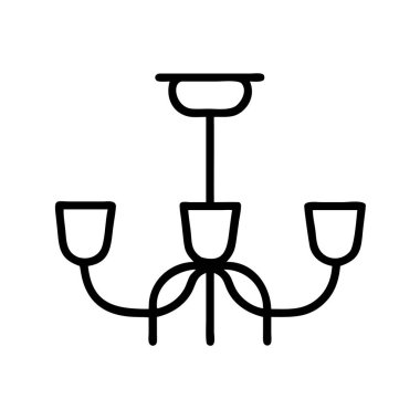 Klasik bir avize armatürünü tasvir eden minimalist bir çizgi sanat ikonu. Bu basit grafik iç aydınlatma, ev dekorasyonu ve elektrik kavramlarını etkin bir şekilde temsil ediyor..