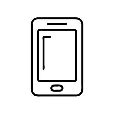 Bir cep telefonu veya akıllı telefonun minimalist ve temiz bir taslak simgesi, uygulama tasarımları, web arayüzleri, teknoloji kavramları ve iletişim illüstrasyonları ve modern UI için ideal.