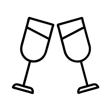 İki şampanya kadehinin kadeh tokuşturduğu basit bir taslak çizimi. Neşeyi, başarıyı ve özel durumları simgeliyor. Olaylar için mükemmel.