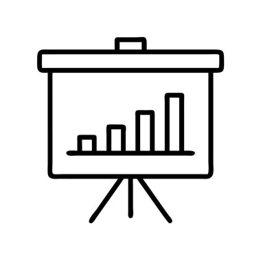 Büyüyen bar grafik simgesine sahip iş sunumu ekranı