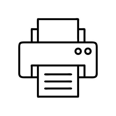 Kağıt çıktısı olan bir yazıcının basit satır resim simgesi