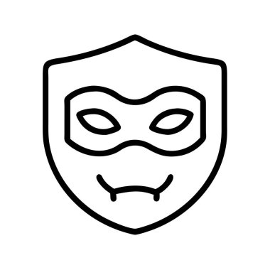 Süper kahraman maskesi ana hatları simgesi, koruma sembolü