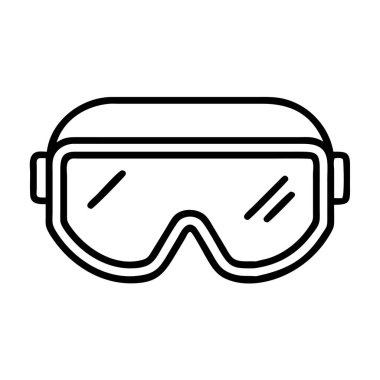Güvenlik ya da kayak gözlüğü çizgisi simgesi. koruyucu gözlük vektörü.