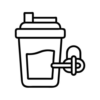 Protein karıştırıcı şişe anahat simgesi karabinalı şarjör ile