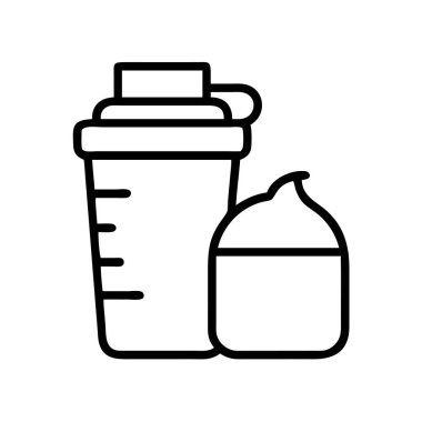 Fitness karıştırıcı şişe ve destek kabı simgesi