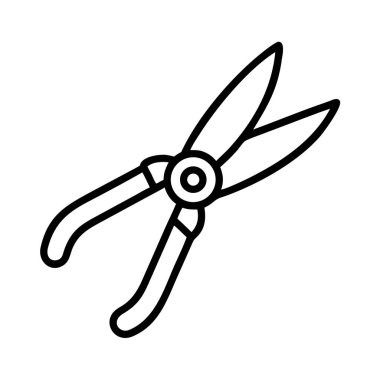 Bahçe budama makası simge ana hatları grafik ögesi