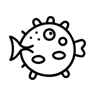 Minimalist çizgi film kirpi balığı çizgisi resim çizimi