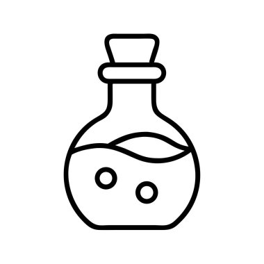 Sihirli iksir şişesinin durduruculu minimalist özet simgesi.