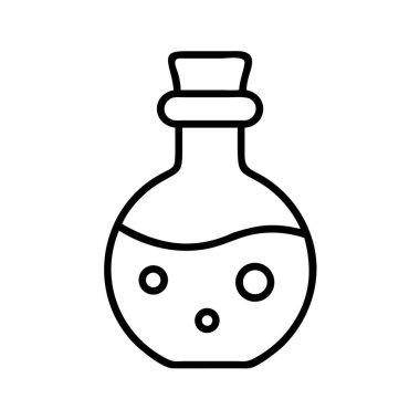 Sıvı ve kabarcıklı bir kimyasal şişenin ana simgesi