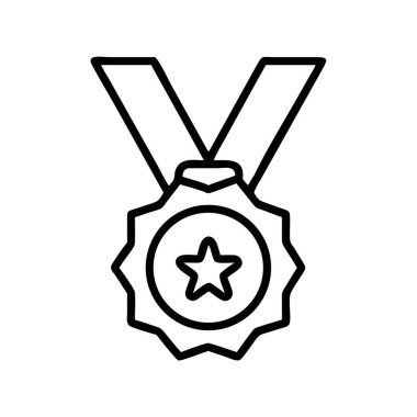 Yıldız grafik çizgisi olan zafer madalyası basit bir simge