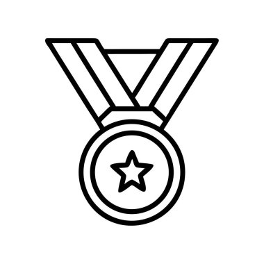 Başarı ödülü için yıldız ikonlu özet madalya