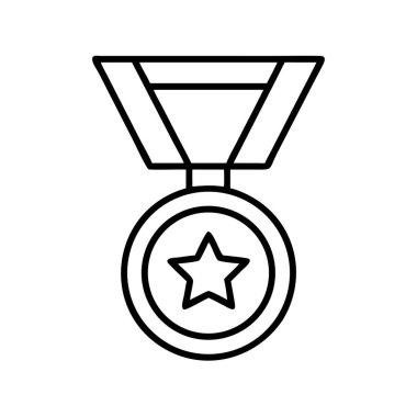 Başarı için yıldız simgesi çizgisi sanatı ile ödül madalyası