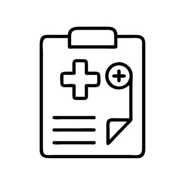 Tıbbi haç ana hatları simgesine sahip sağlık kayıtları belgesi