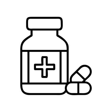 İlaç şişesi ve hap çizgisi resim çizimi