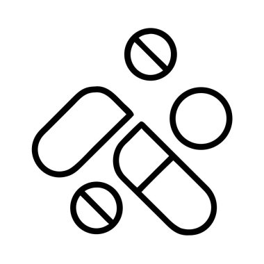 Tıbbi uyuşturucu kapsülleri ve tabletler sanat simgesi tasarımı