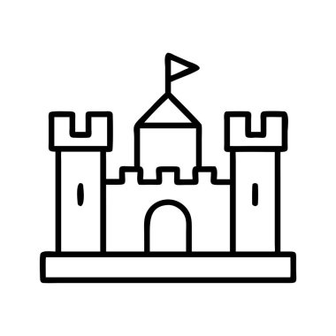 Bayrak sembolü simgesi olan basit siyah çizgi sanat kalesi