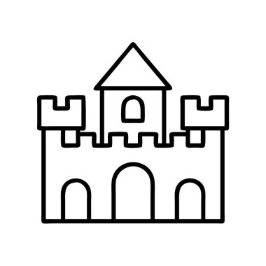 Bir ortaçağ kale binasının minimalist taslak simgesi