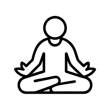 Lotus konum çizgisi simgesinde meditasyon yapan kişi