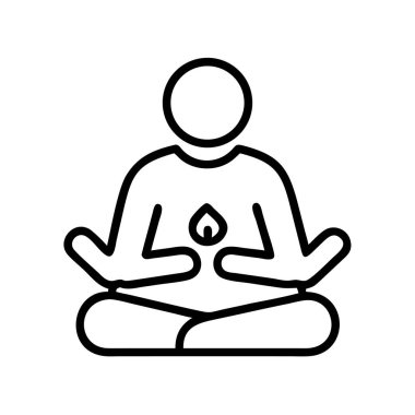 İç alev simgesi illüstrasyonu ile meditasyon yapan kişi