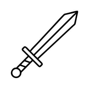 Minimalist siyah çizgili kılıç illüstrasyon vektör simgesi