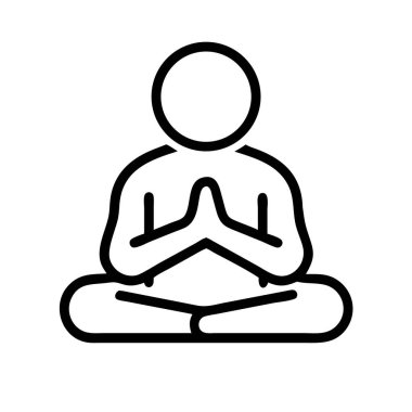 Nilüfer çiçeğindeki meditasyon ikonu dua eden ellerle poz verir.