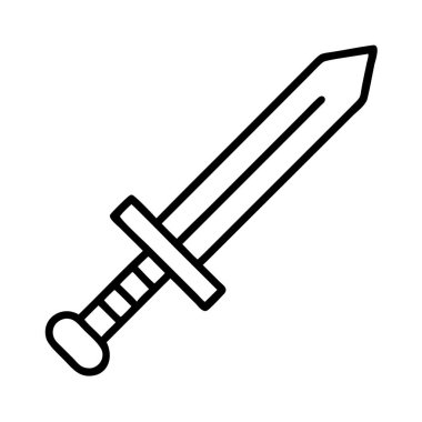 Bir kılıcın basit bir siyah beyaz çizgi sanat vektörü.