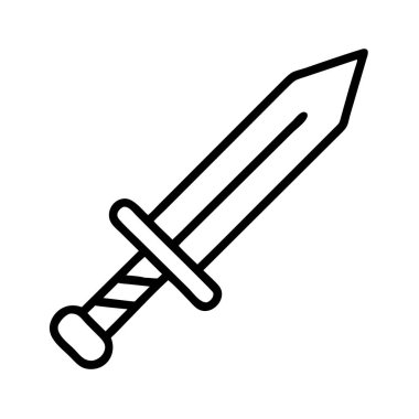 Fantezi tasarımı için geleneksel satır sanatı kılıcı simgesi