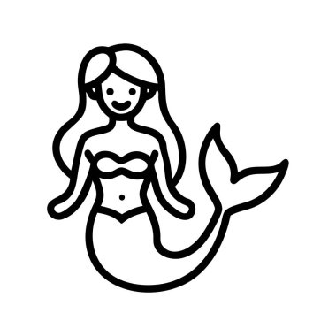 Denizkızı karakter çizgisi resim çizimi konsepti