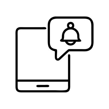 Bir konuşma balonunda akıllı telefon bildirim çanı simgesi