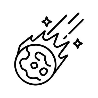 Alevli iz vektör simgesi ile düşen kozmik meteor