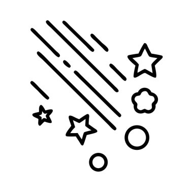 Çeşitli kozmik şekillere sahip meteor yağmuru ana hatları simgesi