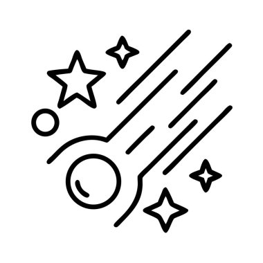 Kayan yıldız ve parıltı ana hatlı simge çizimi