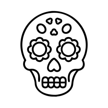 Geleneksel Meksika şeker kafatası çizgisi sanat simgesi tasarımı