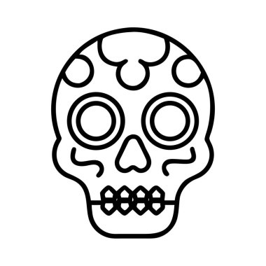 Geleneksel Meksika şekeri kafatası ana hatları simge illüstrasyonu