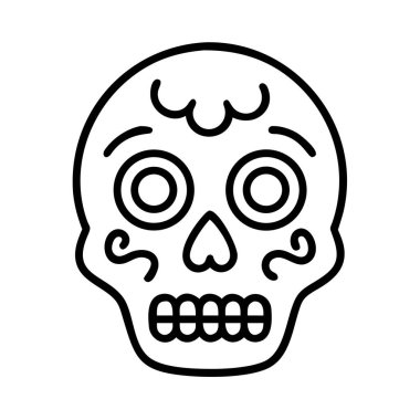 Şekillendirilmiş şeker kafatası çizgisi sanat vektör simgesi çizimi
