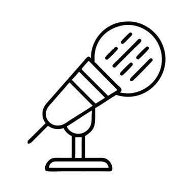 Ses yakalama için mikrofonun basit çizgi sanat simgesi