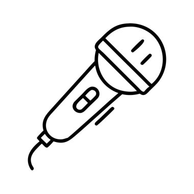 Sesi ve sesi temsil eden mikrofon ana hatları simgesi