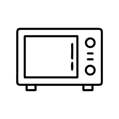 Minimalist mikrodalga fırın mutfak gereçleri çizgisi simgesi